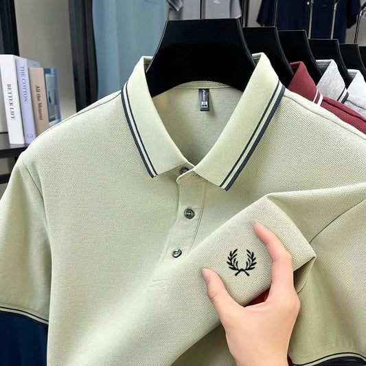 New Luxury Men's Embroidered Short Sleeve Shirt Made of 100% Cotton