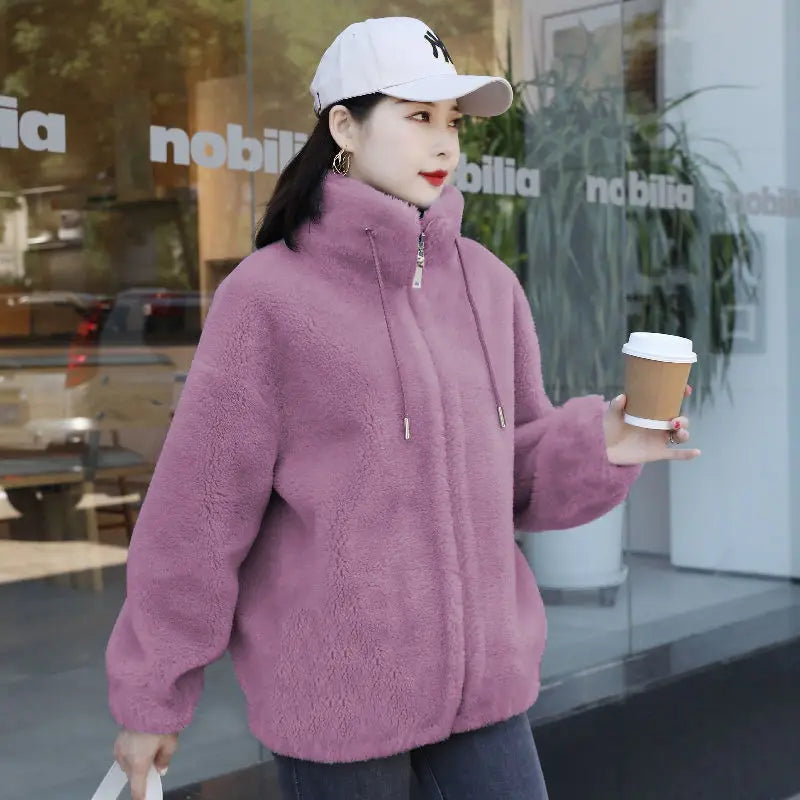Women's Winter Warm Double-Layer Coral Fleece Coat