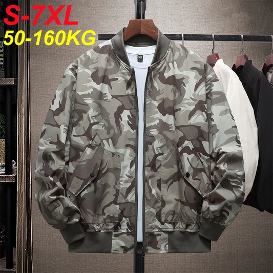Men's Plus Size 6XL 7XL Jacket Autumn Spring Camouflage Baseball Jacket