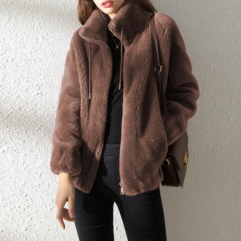 Women's Winter Warm Double-Layer Coral Fleece Coat