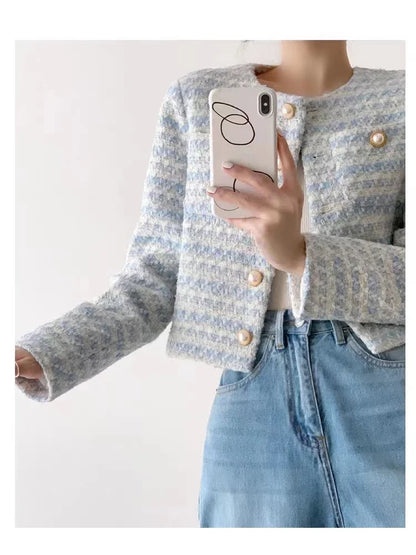 ITOOLIN Women's Elegant Tweed Cardigan Jacket for Autumn and Winter 2025