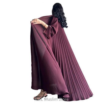 Abaya Women Black Button Split Sleeve Islam