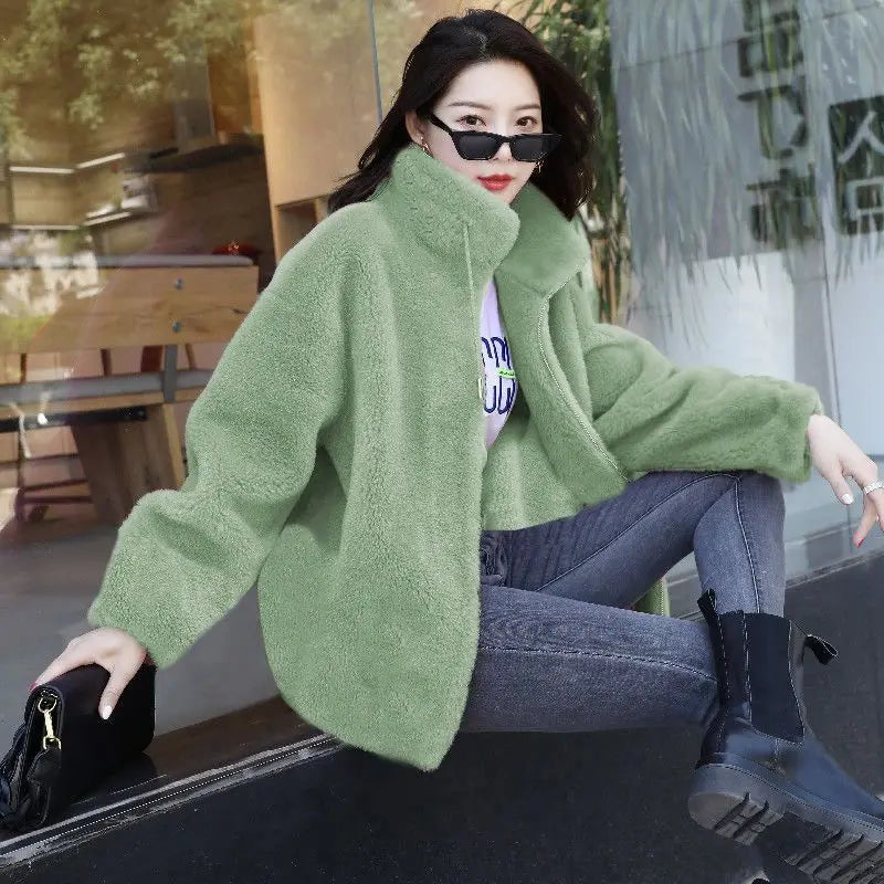 Women's Winter Warm Double-Layer Coral Fleece Coat