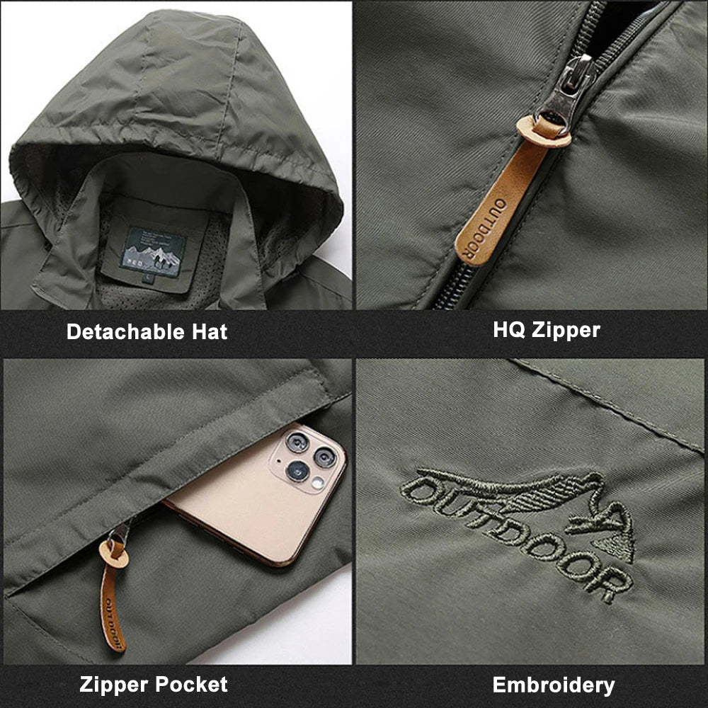Men's Windbreaker Jacket, Waterproof Tactical Jacket for Outdoor Use,r