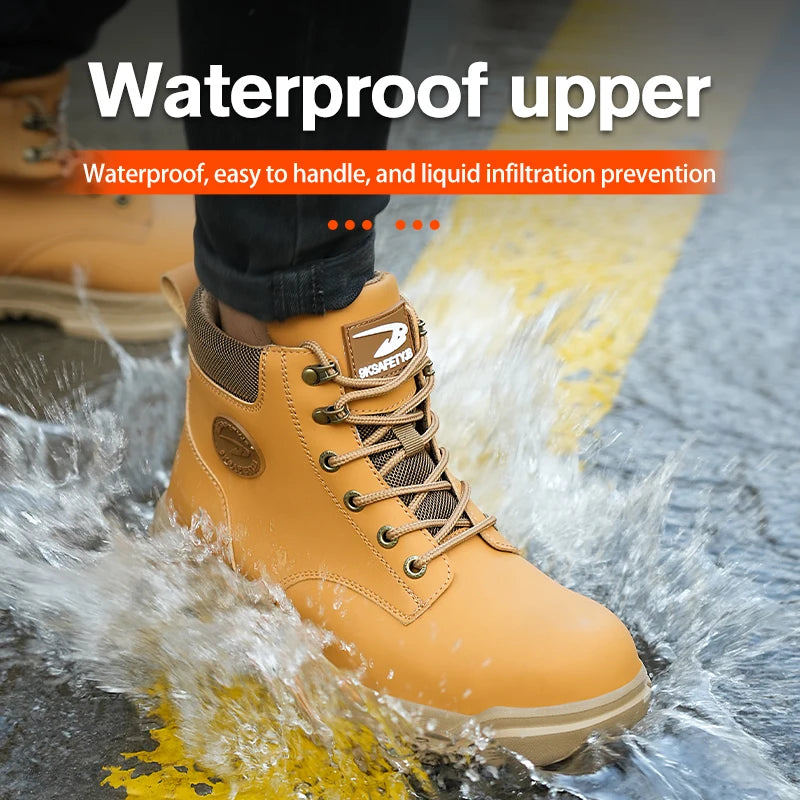 Men's High Top Waterproof Steel Toe Safety Shoes Safety Boots