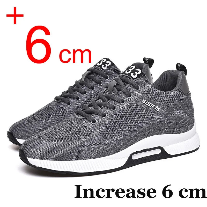 Men Sneakers Elevator Shoes Hidden Heels Breathable Heightening Shoes for Men Increase Insole 6CM Sports Casual Height Shoes