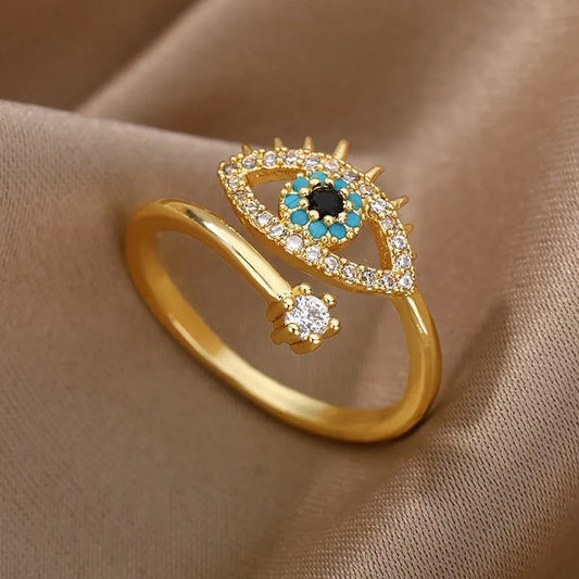 Gold and silver open eye rings