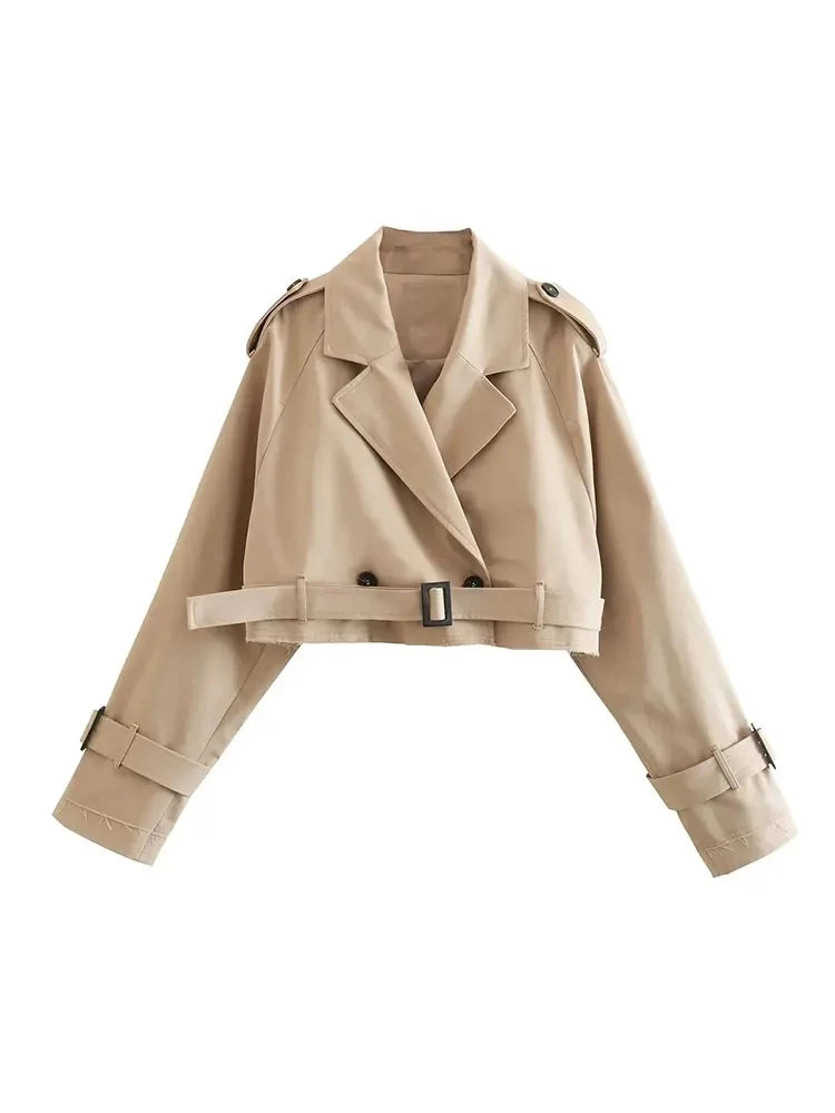 Women's 2025 Belted Cropped Trench Jacket,