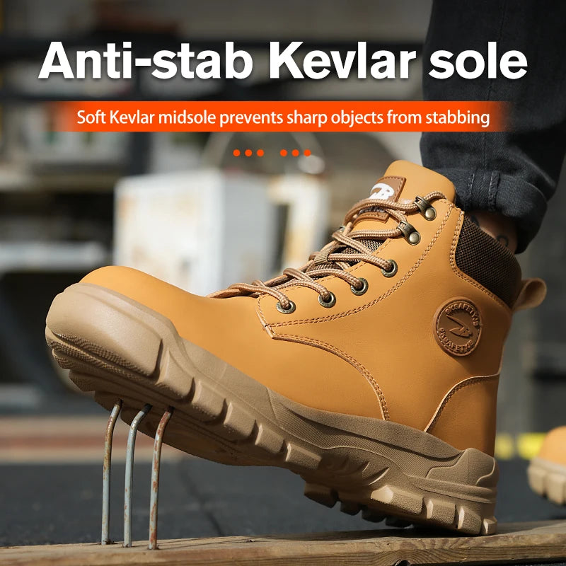Men's High Top Waterproof Steel Toe Safety Shoes Safety Boots