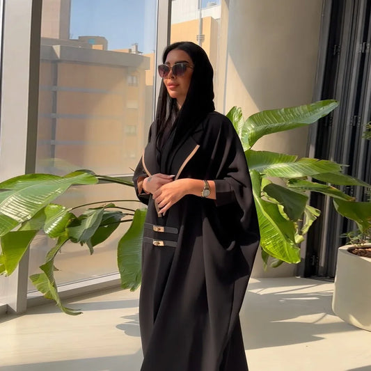 New Arrival Leather Buckle Open Kimono Abaya For Muslim Woman