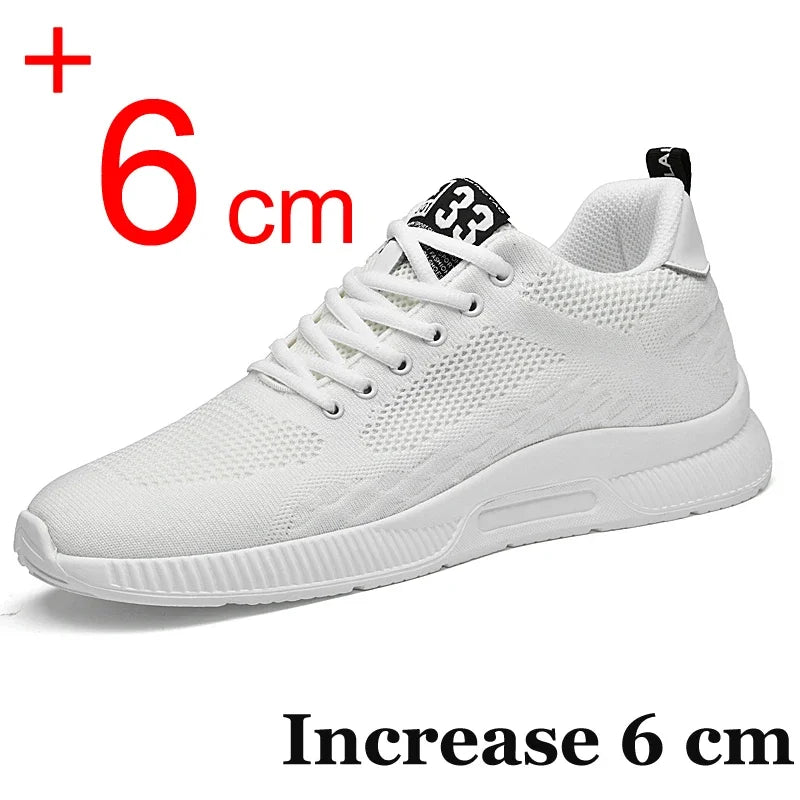 Men Sneakers Elevator Shoes Hidden Heels Breathable Heightening Shoes for Men Increase Insole 6CM Sports Casual Height Shoes